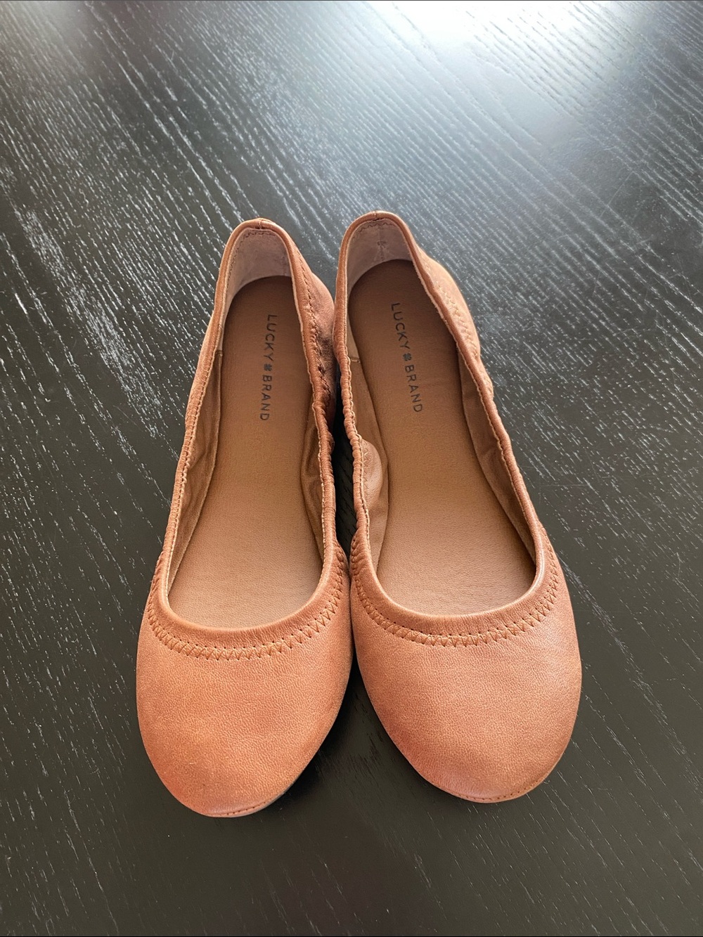 Lucky Brand Emmie brown bourbon ballet flats.  100% leather. Size 5.5 36M